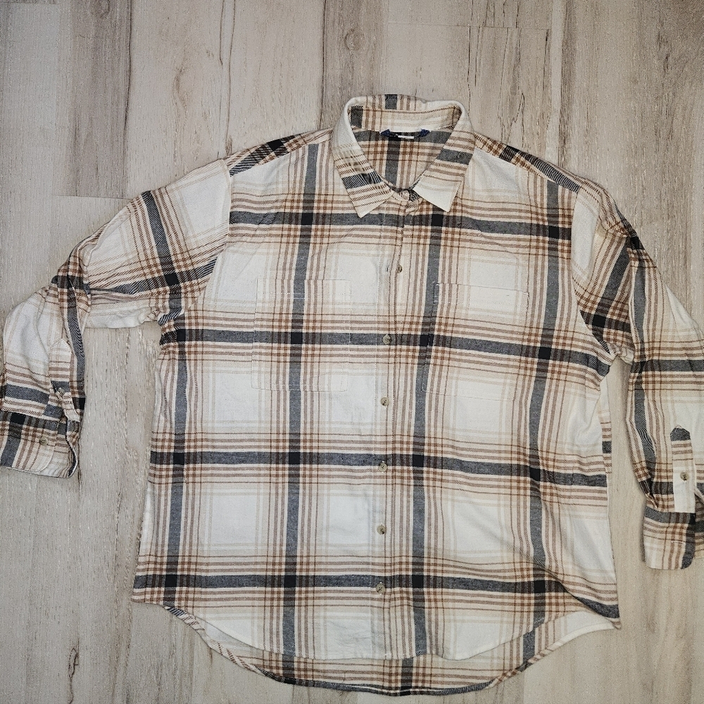 Old Navy Plaid Flannel Button Down Boyfriend Shirt – Women’s Large